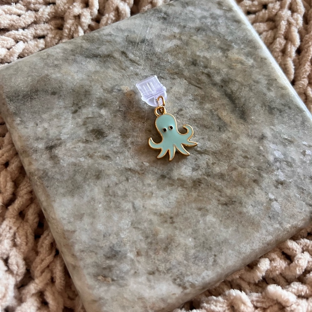 Cute Gold and Mint Octopus Charm
